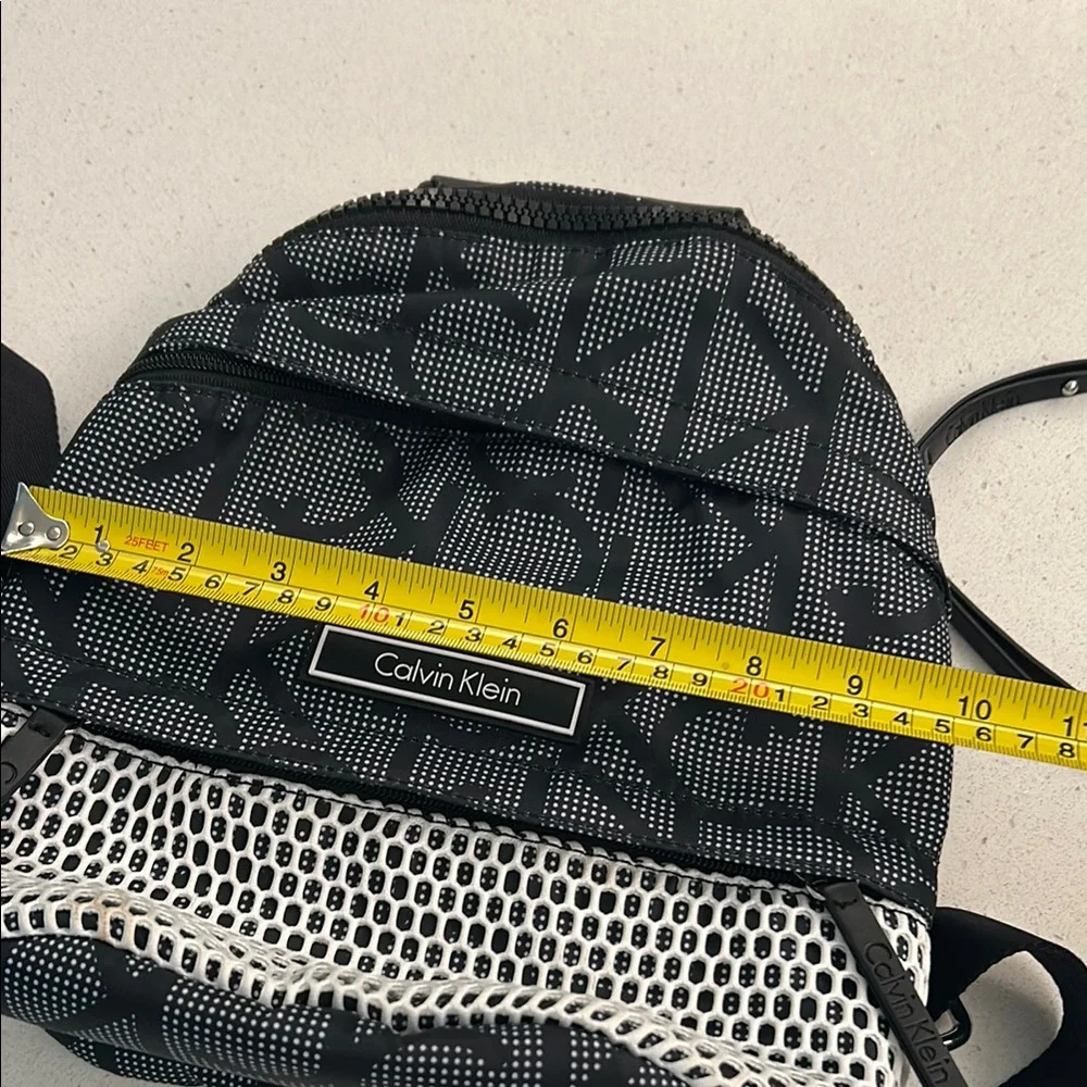 Calvin Klein Black and White Backpack with Monogram and Mesh Design - Picture 8 of 9